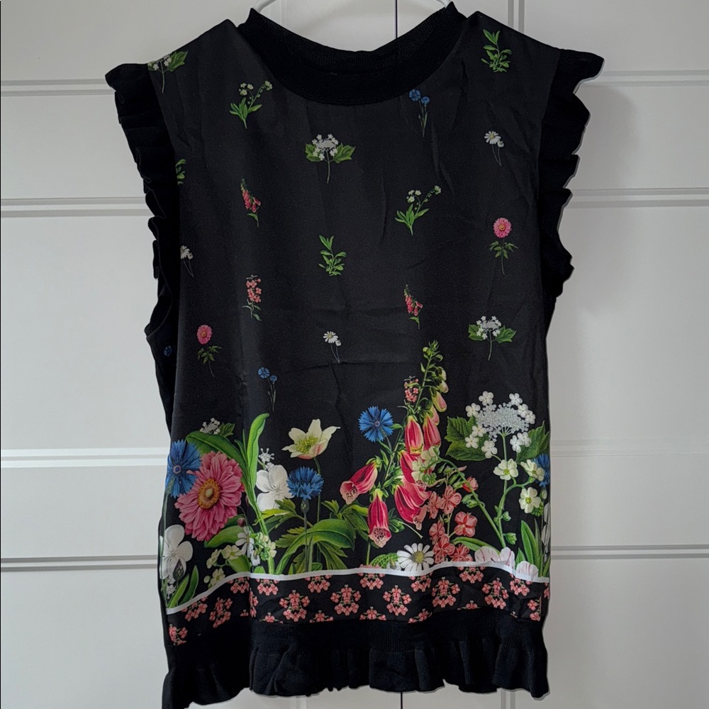 NWT Ted Baker Black Floral Sleeveless Blouse - Picture 4 of 10